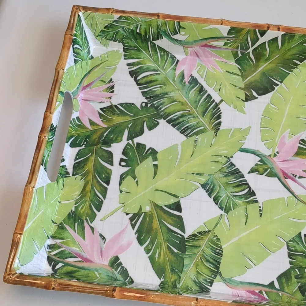 Tommy Bahama Palm Leave & Birds Of Paradise Melamine Serving Tray 19 5